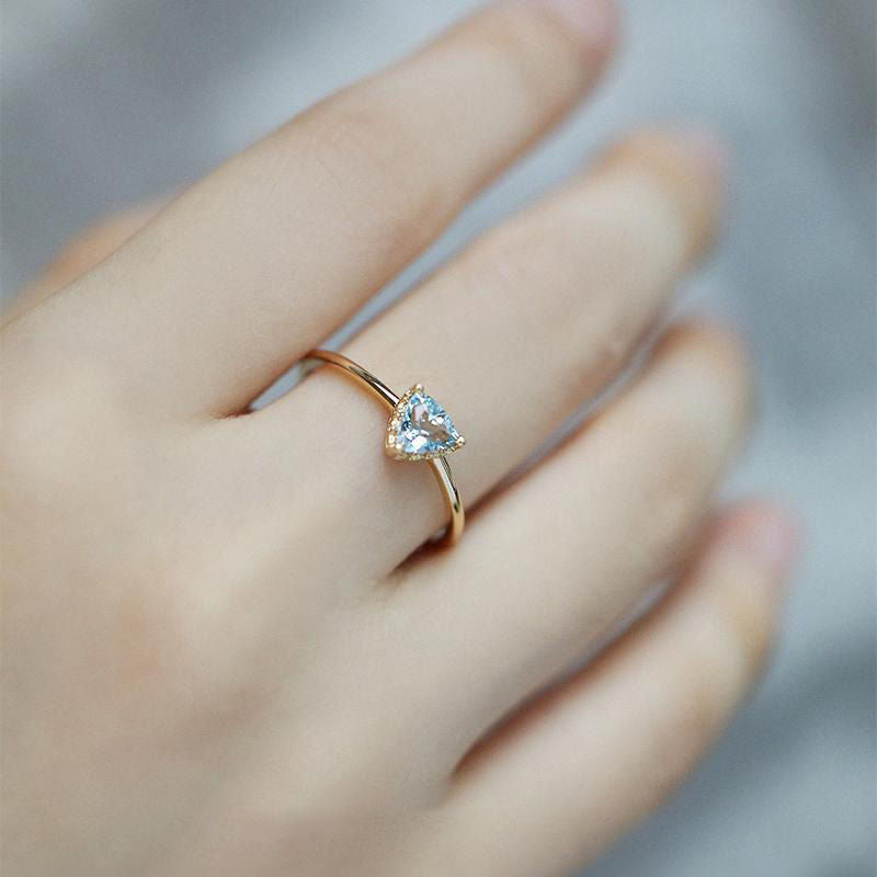 Wholesale Anti-blue Topaz Triangle Cut Gold Plated Loose Ring